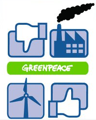 The image for Greenpeace's Facebook page urging it to use renewable energy