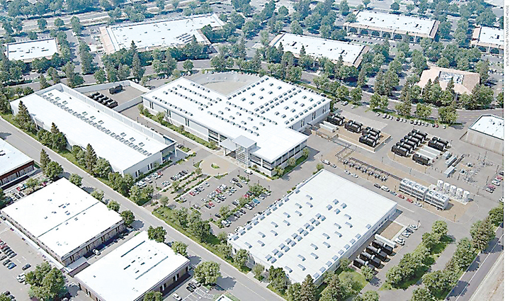 An arial view of Vantage Data Centers' Santa Clara campus